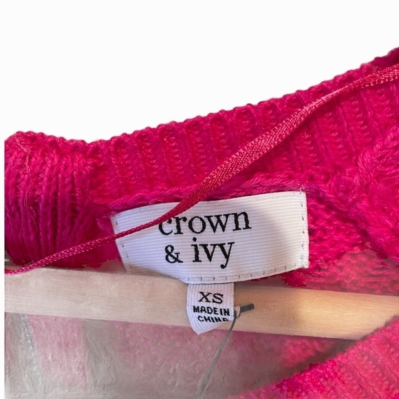 Crown & Ivy Ladies Pink Long  Knit Sweater - Picture 5 of 8